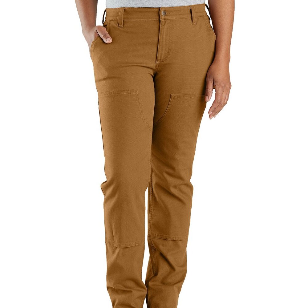 Women's Carhartt Rugged Flex Double Front Canvas Pants - 14R - Brown - NWT